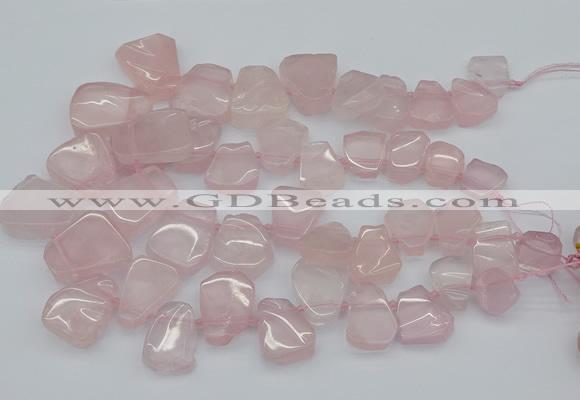 CTD3533 Top drilled 15*20mm - 25*30mm freeform rose quartz beads