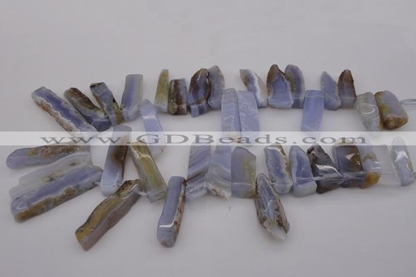 CTD354 Top drilled 10*28mm - 10*50mm wand blue lace agate beads