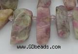 CTD3565 Top drilled 10*20mm - 12*35mm sticks pink tourmaline beads