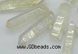 CTD3575 Top drilled 6*20mm - 8*45mm sticks plated white crystal beads