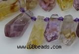 CTD3623 Top drilled 9*18mm - 16*30mm faceted nuggets ametrine beads