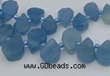 CTD3628 Top drilled 8*10mm - 10*14mm flat teardrop aquamarine beads