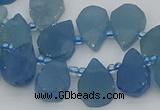 CTD3629 Top drilled 12*15mm - 15*18mm flat teardrop aquamarine beads