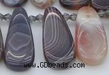 CTD3647 Top drilled 10*20mm - 15*45mm freeform matte botswana agate beads