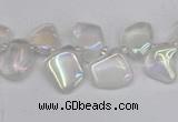 CTD3671 Top drilled 5*8mm - 10*14mm freeform plated white crystal beads