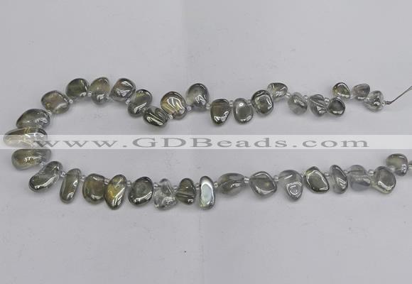 CTD3672 Top drilled 5*8mm - 10*14mm freeform plated white crystal beads