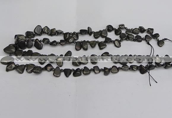 CTD3677 Top drilled 5*8mm - 10*14mm freeform plated white crystal beads