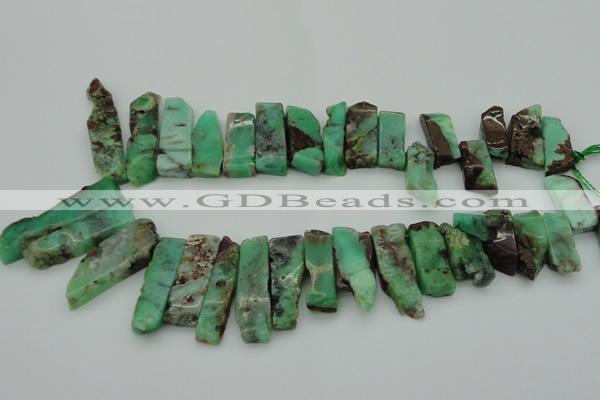 CTD368 Top drilled 10*25mm - 10*45mm wand Australia chrysoprase beads