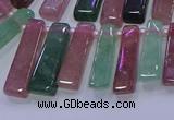 CTD3691 Top drilled 6*16mm - 8*40mm sticks mixed strawberry quartz beads