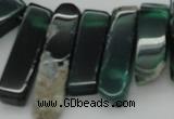 CTD370 Top drilled 10*28mm - 10*50mm wand green agate beads