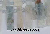 CTD3710 Top drilled 8*20mm - 10*35mm sticks aquamarine beads