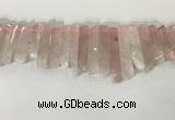 CTD3721 Top drilled 8*20mm - 10*50mm sticks rose quartz beads