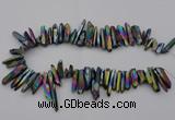 CTD382 Top drilled 5*20mm - 8*35mm sticks plated quartz beads