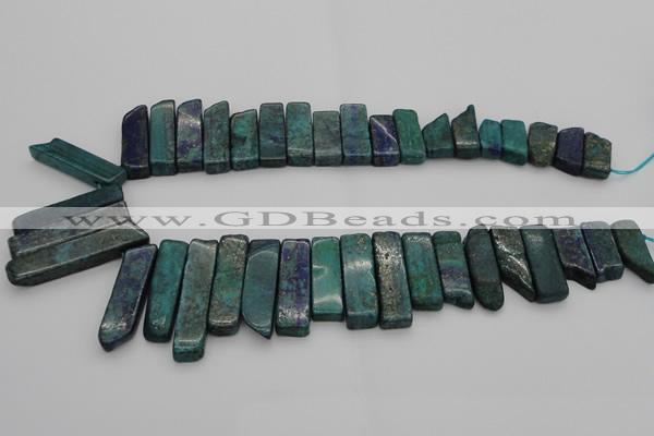 CTD385 Top drilled 10*20mm - 12*50mm wand chrysocolla beads