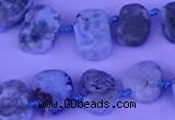 CTD3889 Top drilled 12*16mm - 13*17mm freeform larimar beads