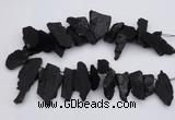 CTD396 Top drilled 10*25mm - 20*35mm nuggets black tourmaline beads