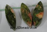 CTD42 Top drilled 10*25mm – 17*50mm marquise unakite gemstone beads