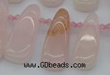 CTD476 Top drilled 12*25mm - 15*45mm freeform rose quartz beads