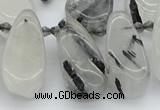 CTD483 Top drilled 10*22mm - 15*45mm freeform black rutilated quartz beads