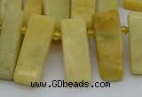 CTD498 Top drilled 10*25mm - 10*45mm sticks yellow jade beads