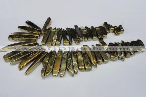 CTD527 Top drilled 10*25mm - 10*60mm wand plated agate beads