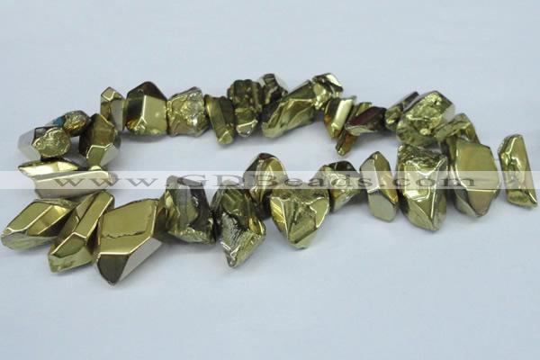 CTD550 Top drilled 10*25mm – 15*35mm nuggets plated quartz beads