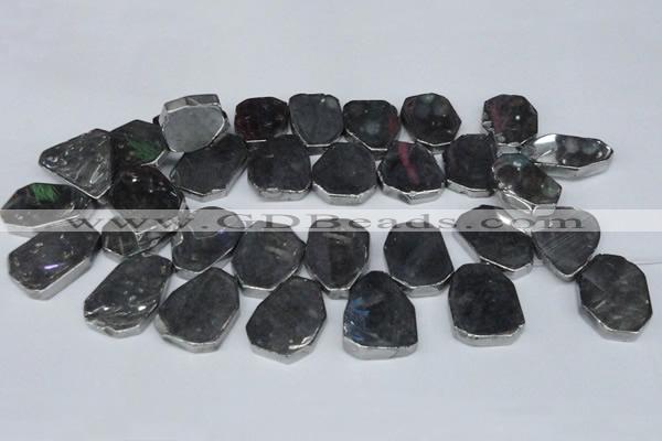 CTD571 Top drilled 20*30mm - 30*45mm freeform plated agate beads