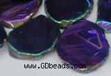 CTD575 Top drilled 20*30mm - 30*45mm freeform plated agate beads