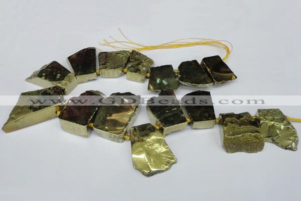 CTD578 Top drilled 20*30mm - 30*50mm freeform plated agate beads