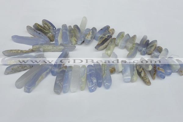 CTD581 Top drilled 8*25mm - 8*55mm wand blue lace agate beads