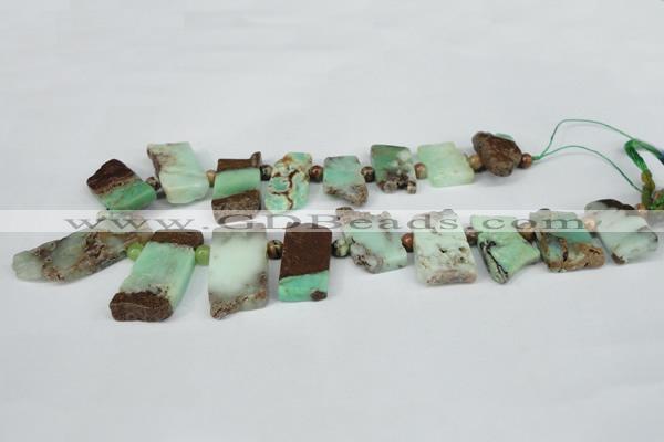 CTD638 Top drilled 15*25mm - 20*40mm freeform australia chrysoprase beads