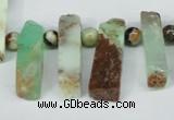 CTD639 Top drilled 8*20mm - 8*45mm wand australia chrysoprase beads