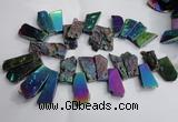 CTD748 Top drilled 18*25mm - 25*60mm freeform plated agate beads