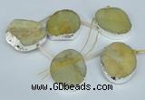 CTD768 30*35mm - 35*45mm freeform agate beads with brass setting