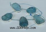 CTD770 30*35mm - 35*45mm freeform agate beads with brass setting