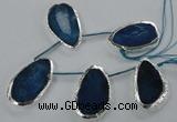 CTD775 30*45mm - 35*50mm freeform agate beads with brass setting