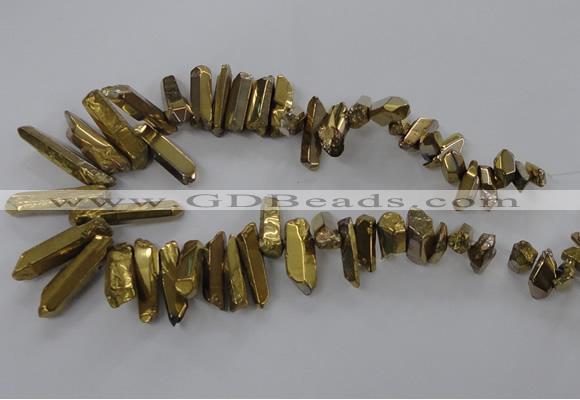 CTD785 Top drilled 8*18mm - 8*35mm nuggets plated quartz beads