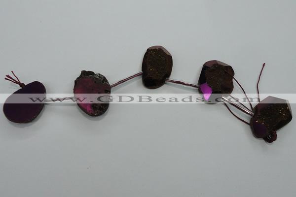 CTD809 Top drilled 20*30mm - 25*35mm freeform plated agate beads