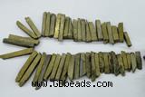 CTD832 15.5 inches 6*30mm - 8*65mm sticks plated agate beads