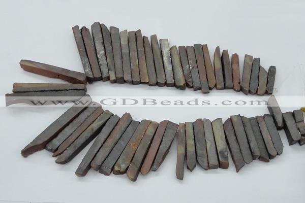 CTD833 15.5 inches 6*30mm - 8*65mm sticks plated agate beads