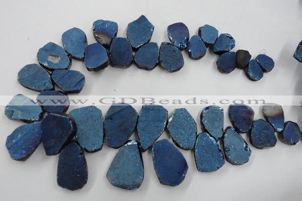 CTD902 Top drilled 15*20mm - 20*30mm freeform plated quartz beads