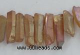 CTD911 Top drilled 5*15mm - 6*25mm wand plated quartz beads