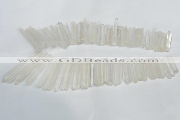 CTD939 Top drilled 5*25mm - 6*60mm sticks white crystal beads