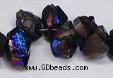 CTD948 Top drilled 8*10mm - 18*25mm faceted nuggets plated amethyst beads