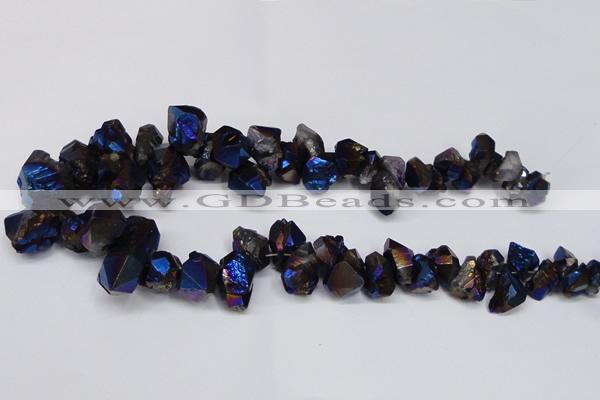 CTD948 Top drilled 8*10mm - 18*25mm faceted nuggets plated amethyst beads