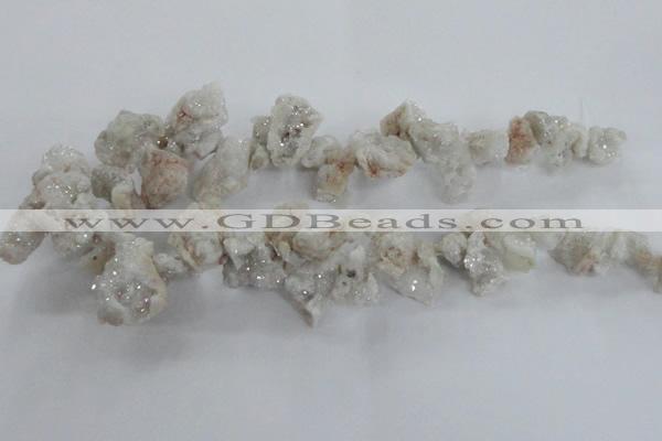 CTD975 Top drilled 10*15mm - 15*25mm nuggets plated druzy agate beads