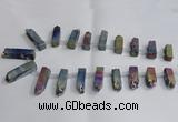 CTD985 Top drilled 8*25mm - 10*45mm sticks plated druzy amethyst beads