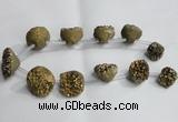 CTD994 Top drilled 12*15mm - 18*25mm nuggets plated druzy agate beads