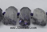 CTD998 Top drilled 15*20mm - 20*25mm nuggets plated druzy amethyst beads