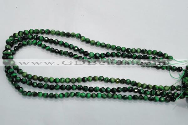 CTE1011 15.5 inches 6mm faceted round dyed green tiger eye beads